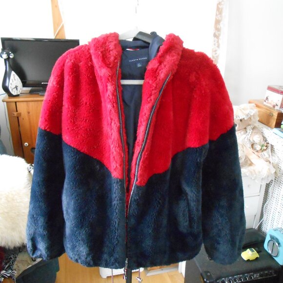 Tommy Hilfiger Jackets & Blazers - TOMMY HILFIGER COLORBLOCK FAUX FUR COAT-WOMEN'S SIZE LARGE-VERY GOOD CONDITION